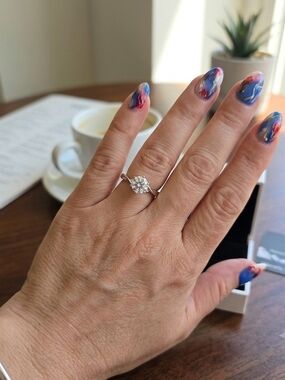 Classic Solitaire Moissanite  Engagement Ring with Round Center Stone Size 7